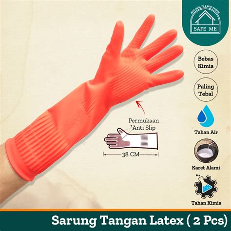 Jual Sarung Tangan Karet Latex House Hold Gloves Safe Me Panjang Dan