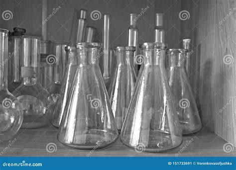 Test Tube Flasks And Chemical Reagents In The Laboratory Stock Image