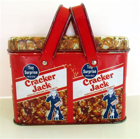 Vintage Cracker Jack Lunch Box 1930s Tin Box Metal Lunch Pail