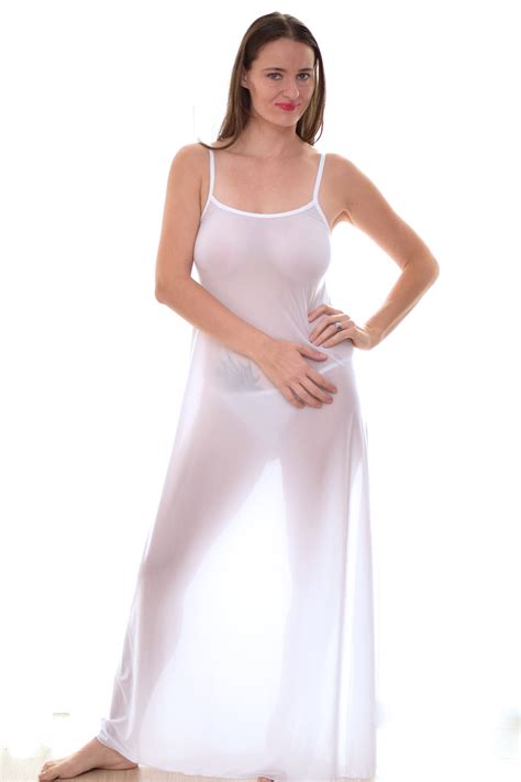 White Sheer Nightgown See Through Lingerie Ankle Length Nightgown