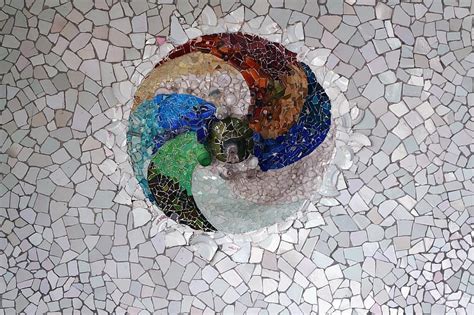 Park Guell Mosaic Tile Gaudi Texture Broken Tile Architecture