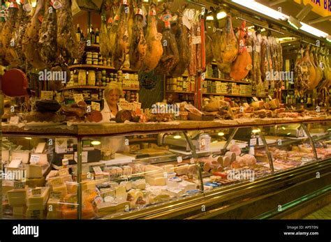 San Sebastian Spain Fabulously Rich Display Of Charcuterie And Hams At