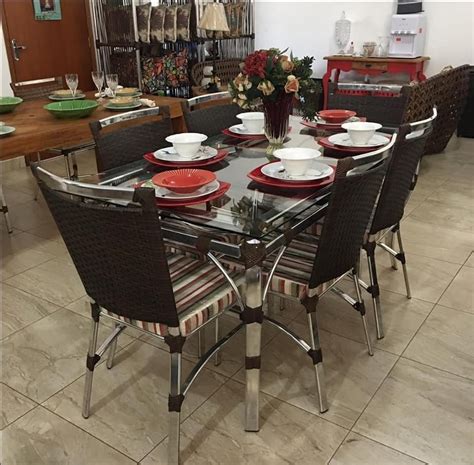 Conjunto Mesa Jantar 6 Lugares Em Alumínio R 1 982 00 em Mercado Livre