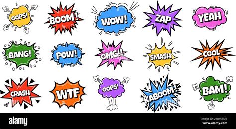 Pow Comic Bubble Collection Sound Dialogue Speech Bubbles With Word