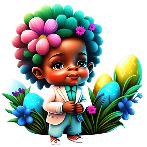 African American Easter Flower Boy Graphic · Creative Fabrica