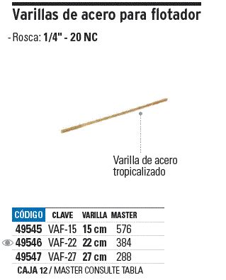 49545 VAF 15 TRUPER Varilla De Acero De 15 Cm Para Flotador Foset