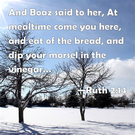 Ruth 214 And Boaz Said To Her At Mealtime Come You Here And Eat Of The Bread And Dip Your