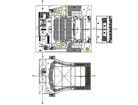 Distribution Plan Details Of Culture Center Dwg File Cadbull