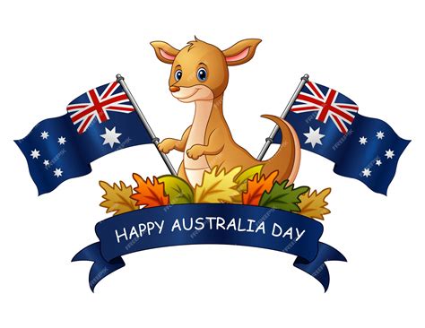 Premium Vector Happy Australia Day With Kangaroo On White Background