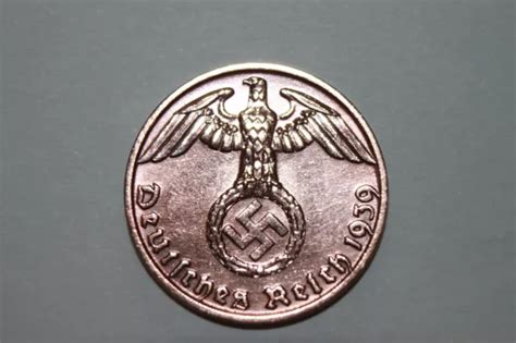 German Coin Nazis Iii Reich Swastika 1939 D 1 Pfennig Copper £175