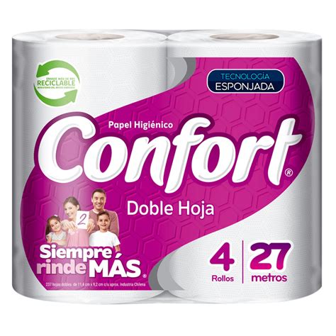 Papel Higiénico Confort Doble Hoja 4 Rollos 27 M