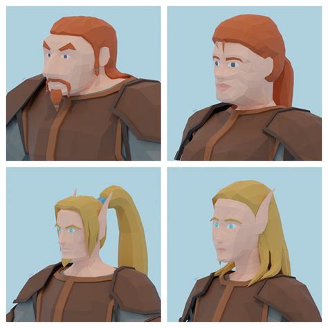 3d Lowpoly Dwarven And Elven Haircuts By Destiaart On Deviantart