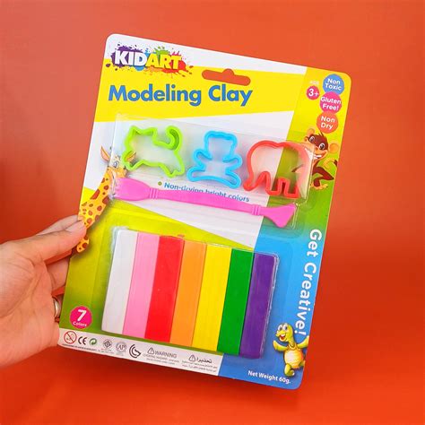 Clay (Kid Art) Modeling Clay 7 Colors Flat Strips with 3 Molds 1 Craft ...