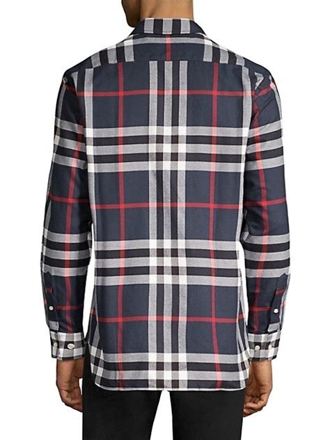 Shop Burberry Exploded Scale Check Cotton Shirt Saks Fifth Avenue