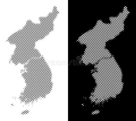 Mapa De Dot Halftone North and South Coreia Ilustração do Vetor