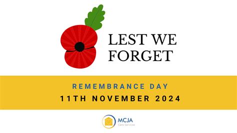 Remembrance Day 2024 - Lest We Forget - MCJA