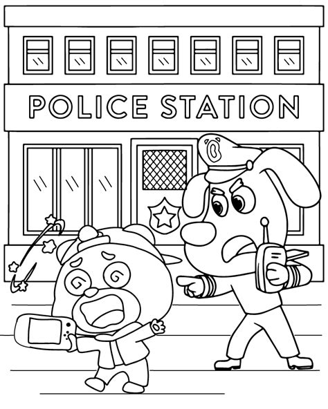 Sheriff Labrador With Walkie Talkie Coloring Pages