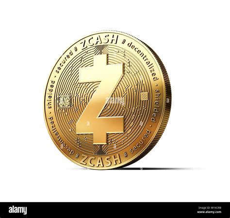 Golden Zcash Zec Cryptocurrency Physical Concept Coin Isolated On White