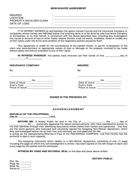 Waiver Of Rights Sample Fill Out Sign Online DocHub