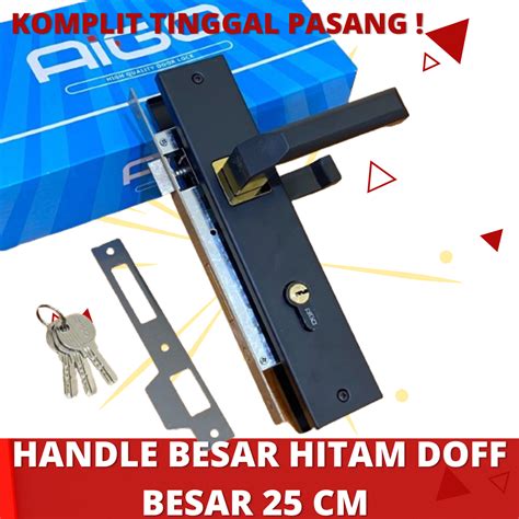 KUNCI PINTU RUMAH UKURAN BESAR 25CM KOTAK LENGKUNG HITAM DOFF MINIMALIS