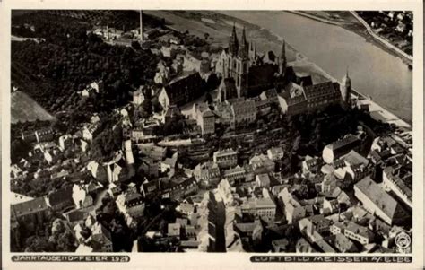 Meissen An Der Elbe Alte Postkarte Luftaufnahme Mit Albrechtsburg