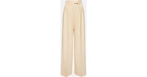 Khaite Teyana High Rise Wide Leg Pants In Natural Lyst