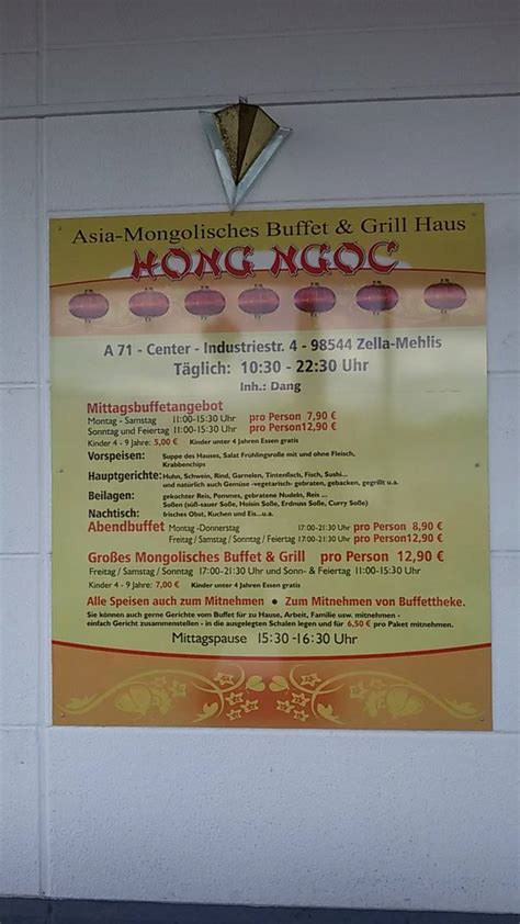 Speisekarte Von HONG NGOC Asia Mongolisches Buffet Grill Haus