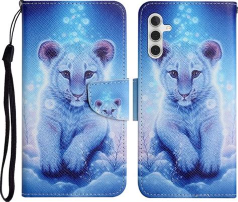 Bookcover Hoes Etui Voor Samsung Galaxy A Tijger Welp Blauw