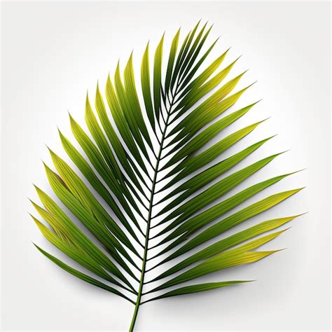 Una Hoja Verde De Una Palmera Sobre Un Fondo Blanco Foto Premium