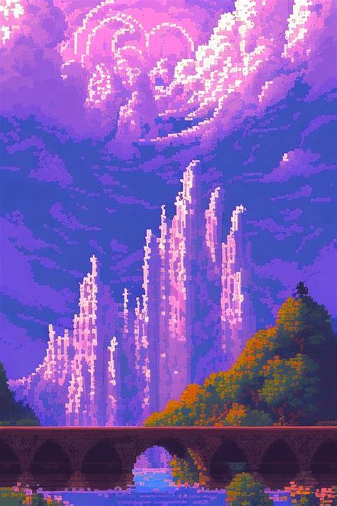 Colorful Pixel Art with Clouds