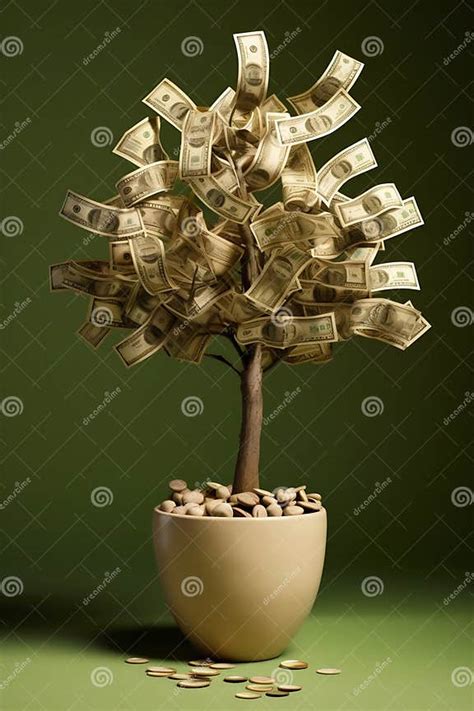 Money Tree With Dollars Instead Of Leaves Generative Ai Stock Illustration Illustration Of