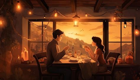 premium photo cozy candlelit dinner scene illustration