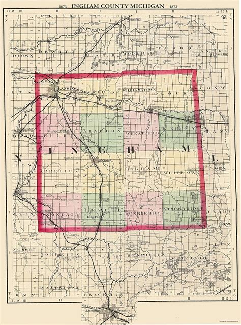 Maps Of The Past Historical Map Of Ingham County Michigan Walling 1873 23 In X 31 In