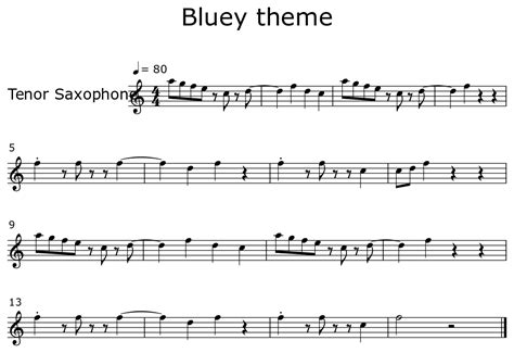 Bluey Theme Sheet Music For Tenor Saxophone