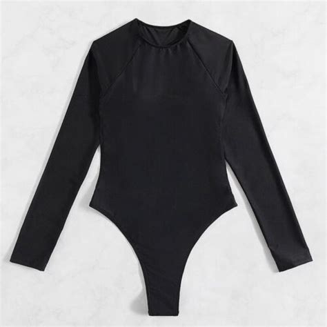 Sexy Rhinestone Thong Swimsuit Women Long Sleeve Bathing Suit One Piece