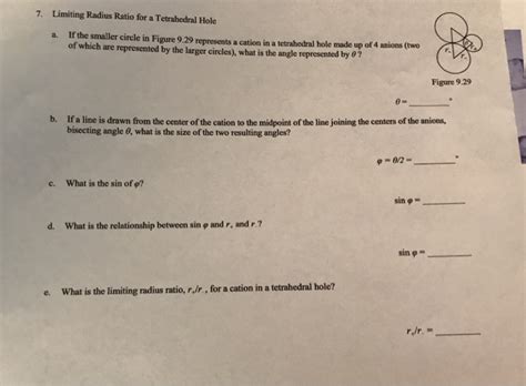 Limiting Radius Ratio For A Tetrahedral Hole If Chegg