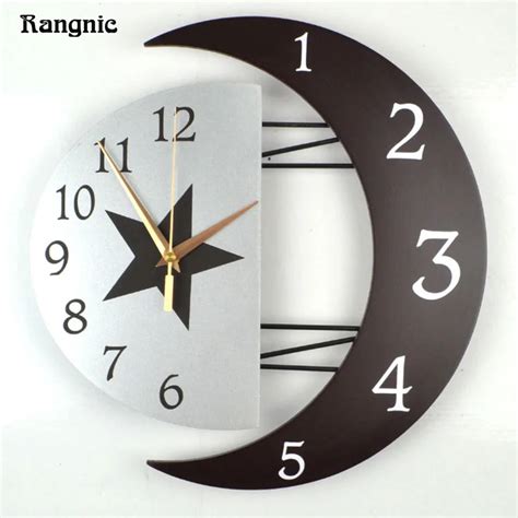 Rangnic Wall Clock Modern Design Moon Shape Wall Clock For Living Room