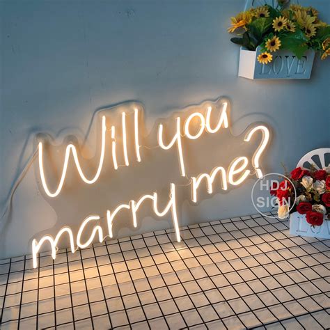 Custom Neon Sign Will You Marry Me Led Neon Sign Visual Art Etsy