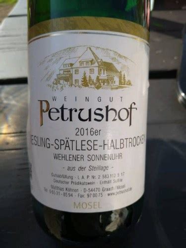 Weingut Petrushof Wehlener Sonnenuhr Riesling Sp Tlese Halbtrocken