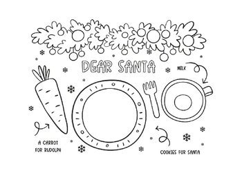 Santa S Cookies Milk Placemat Coloring Sheet By Prek Printables Shop