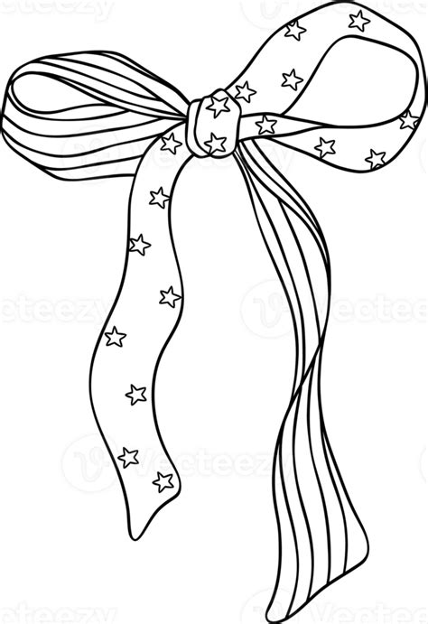 Coquette Ribbon Bow Th Of July Doodle Outline Png