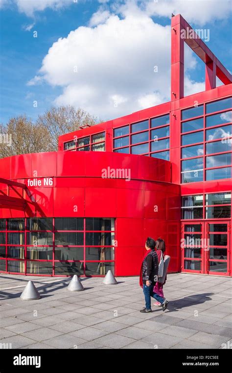 France Paris La Villette Park The Follies Red Buildings That