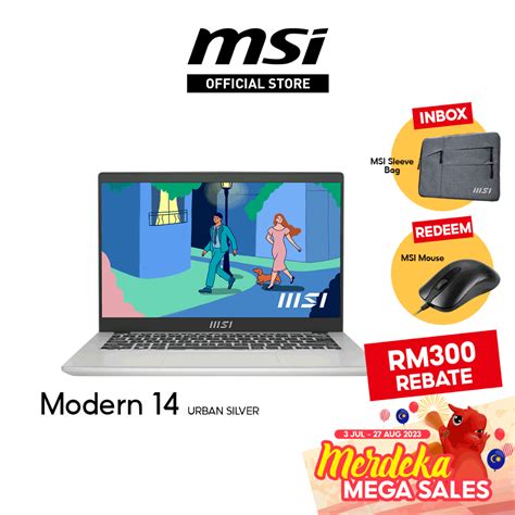 Msi Modern C M Fhd Laptop Urban Silver Shopee Malaysia