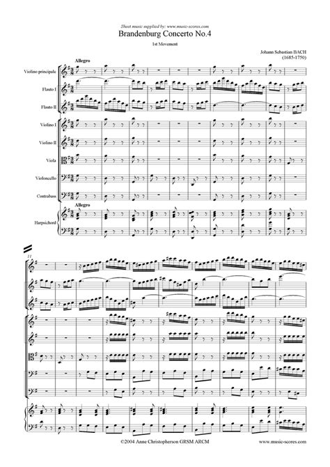 Bach Brandenburg Concerto No St Movement Classical Sheet Music