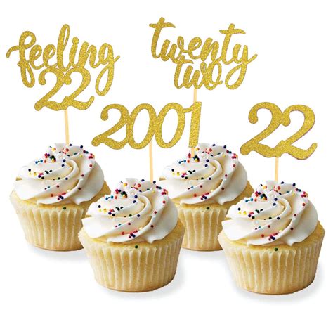 SVM CRAFT 24pcs Feeling 22 Cupcake Toppers Twenty Two Birthday Cake