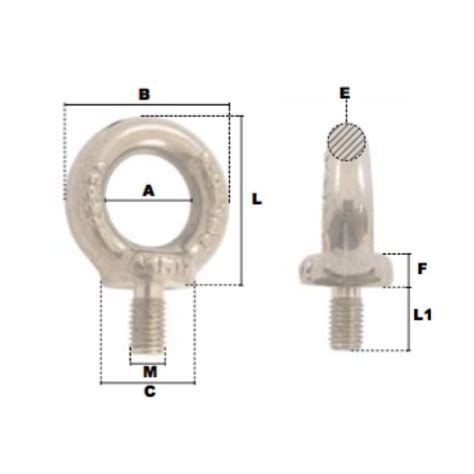 Anneaux de levage males en Inox estampé M10 CMU 500KG Binder Jenny