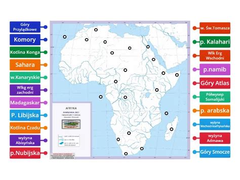 Afryka Mapa Fizyczna Rysunek Z Opisami