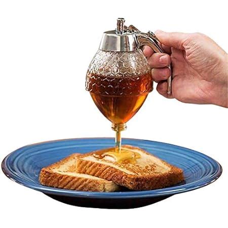 Honey Dispenser No Drip Glass With Stainless Steel Top Syrup