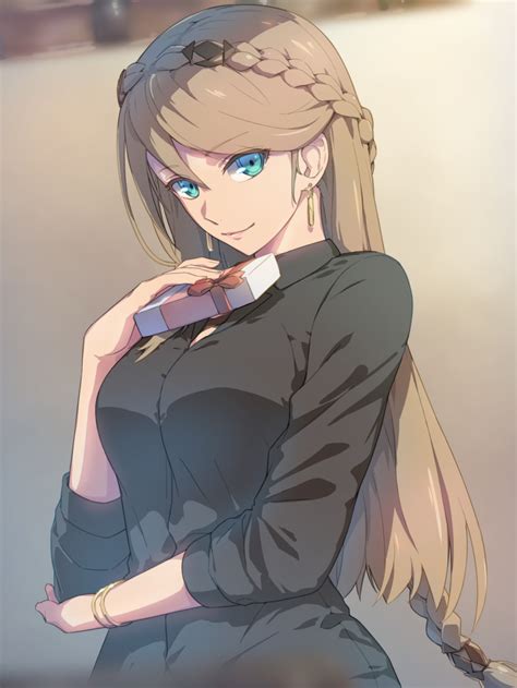 Safebooru 1girl Black Shirt Blonde Hair Blue Eyes Bracelet Braid