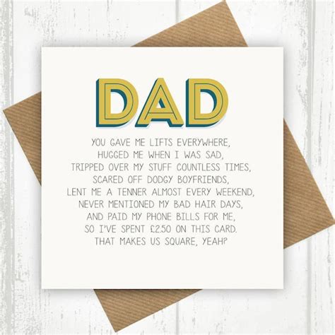 Funny Dad Card Dad Birthday Card Funny Birthday Card for